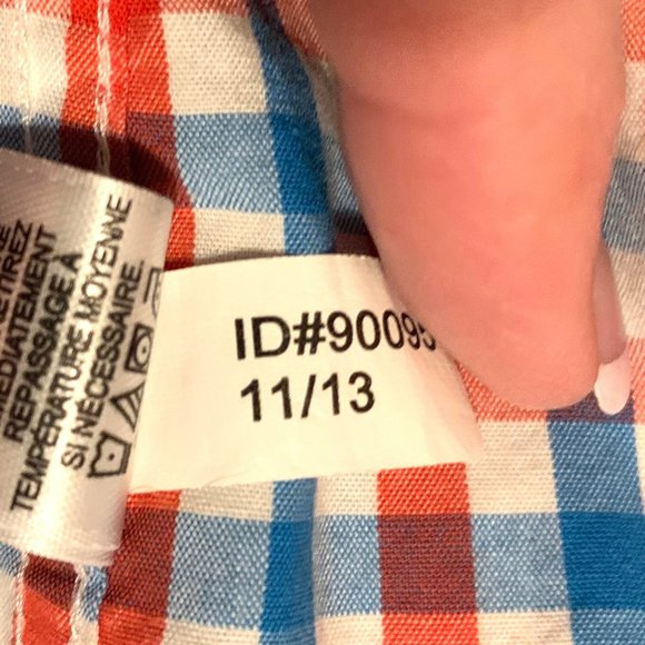 Express Fitted Shirt Medium Red Blue Plaid Long Sleeve Button Up Cotton - Picture 9 of 10